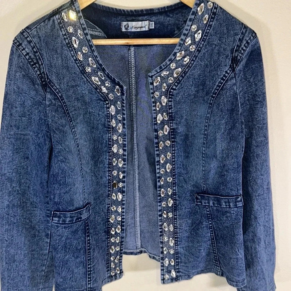 Lightweight Embellished Long Sleeve Open Front Jacket Women Size 3XL Casual - Picture 3 of 7